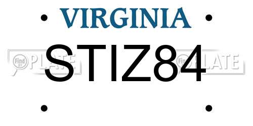STIZ84 Virginia License Plate