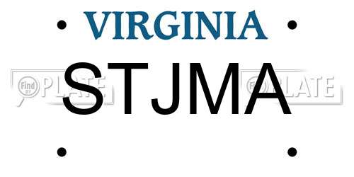 STJMA Virginia License Plate