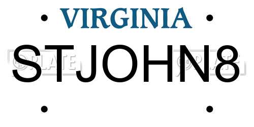 STJOHN8 Virginia License Plate