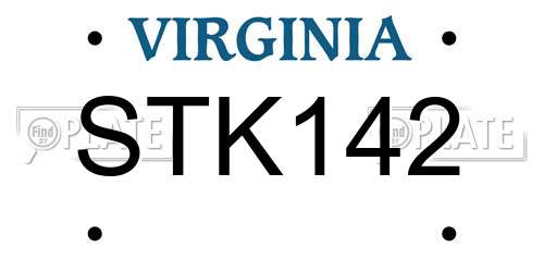 STK142 Virginia License Plate