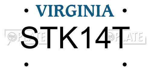 STK14T Virginia License Plate