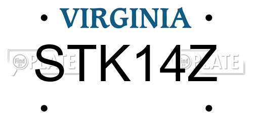STK14Z Virginia License Plate