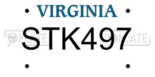 STK497 Virginia License Plate
