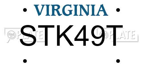 STK49T Virginia License Plate