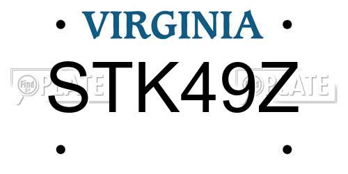 STK49Z Virginia License Plate
