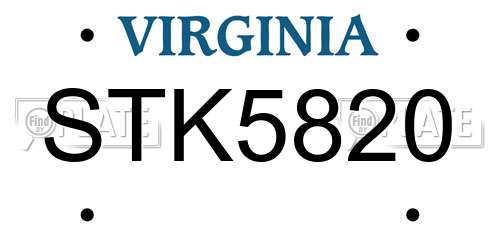 STK5820 Virginia License Plate