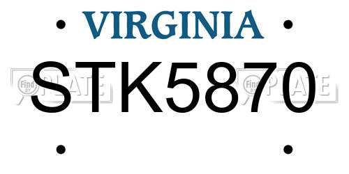 STK5870 Virginia License Plate