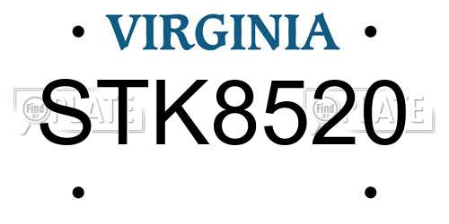 STK8520 Virginia License Plate
