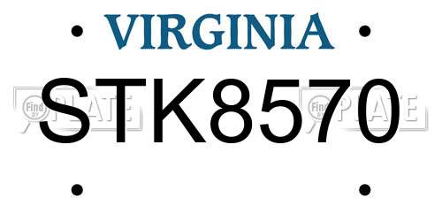 STK8570 Virginia License Plate