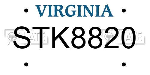 STK8820 Virginia License Plate