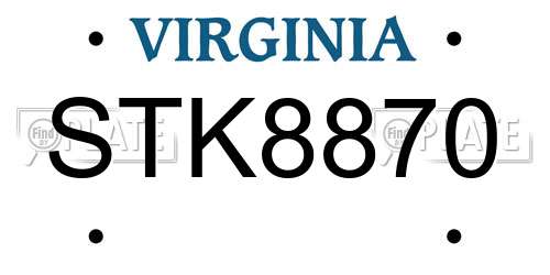 STK8870 Virginia License Plate