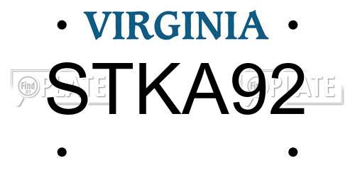 STKA92 Virginia License Plate