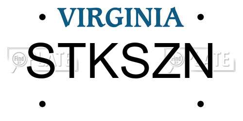 STKSZN Virginia License Plate