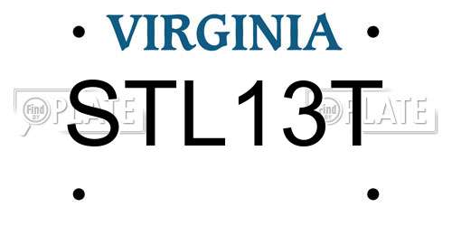 STL13T Virginia License Plate