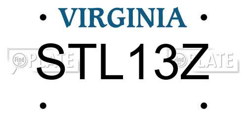 STL13Z Virginia License Plate