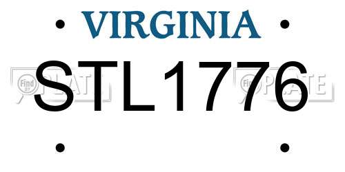 STL1776 Virginia License Plate