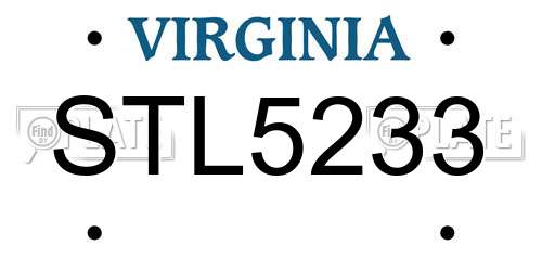 STL5233 Virginia License Plate