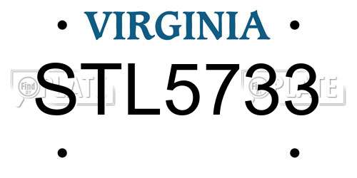 STL5733 Virginia License Plate