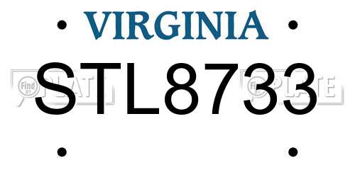 STL8733 Virginia License Plate