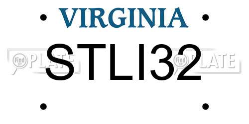 STLI32 Virginia License Plate