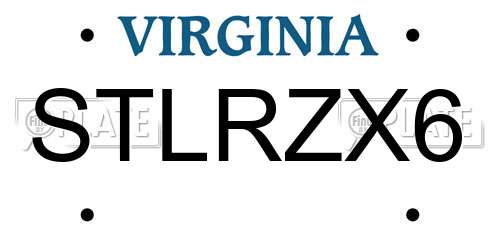 STLRZX6 Virginia License Plate