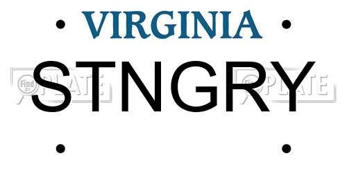 STNGRY Virginia License Plate