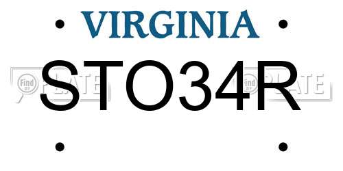 STO34R Virginia License Plate