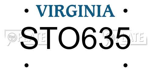 STO635 Virginia License Plate