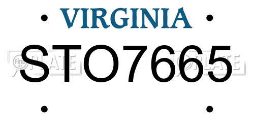STO7665 Virginia License Plate