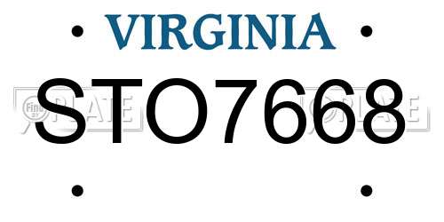 STO7668 Virginia License Plate