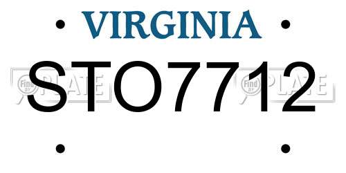 STO7712 Virginia License Plate