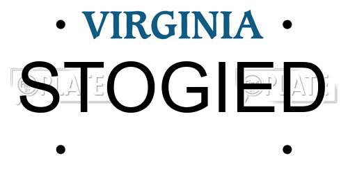 STOGIED Virginia License Plate