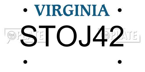 STOJ42 Virginia License Plate