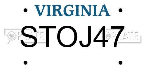 STOJ47 Virginia License Plate