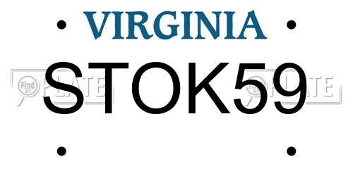 STOK59 Virginia License Plate