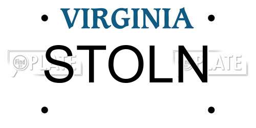 STOLN Virginia License Plate