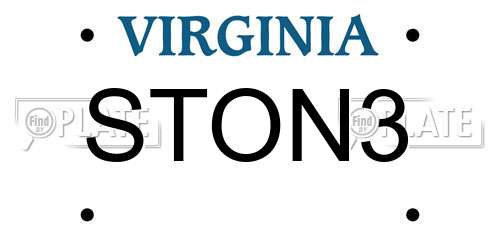 STON3 Virginia License Plate