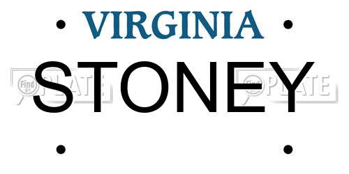 STONEY Virginia License Plate