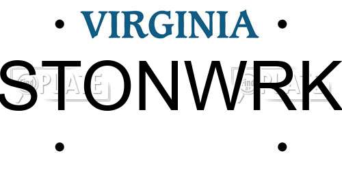 STONWRK Virginia License Plate