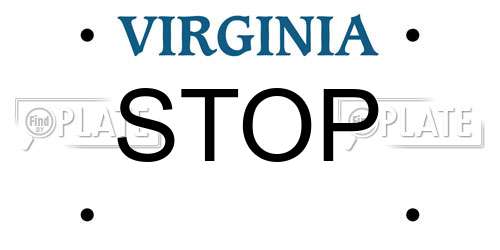 STOP Virginia License Plate