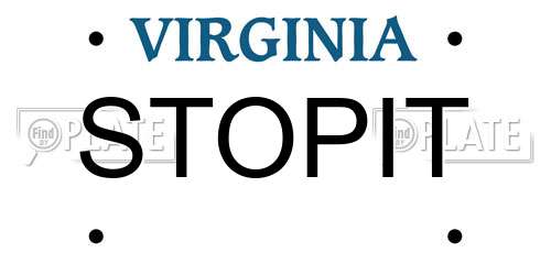 STOPIT Virginia License Plate