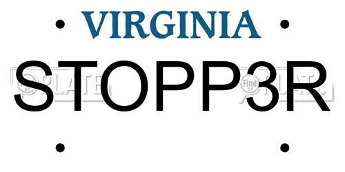 STOPP3R Virginia License Plate