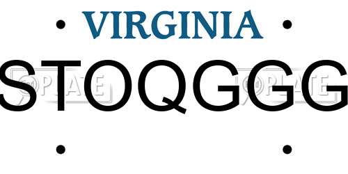 STOQGGG Virginia License Plate
