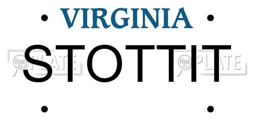 STOTTIT Virginia License Plate