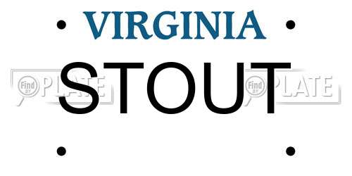 STOUT Virginia License Plate