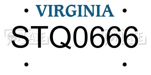 STQ0666 Virginia License Plate