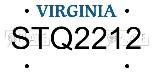 STQ2212 Virginia License Plate