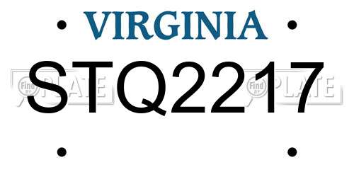 STQ2217 Virginia License Plate