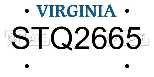 STQ2665 Virginia License Plate