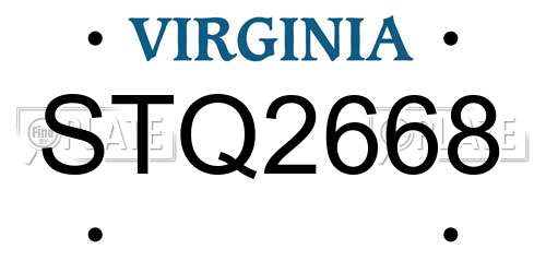 STQ2668 Virginia License Plate